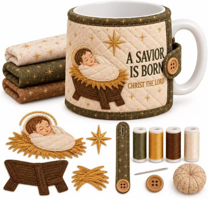 Christian Quilted Mug Cozy DIY Kit – Faith-Inspired Christmas Sewing Gift