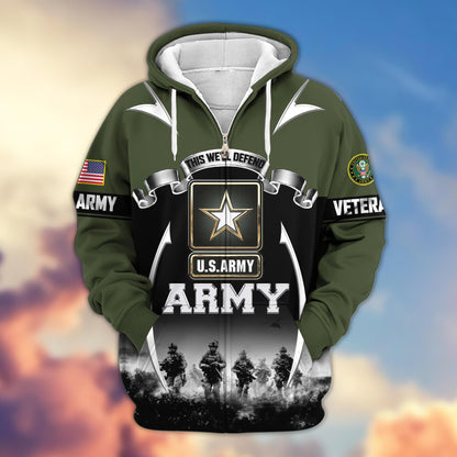 Premium US Veterans Zip Up Hoodie ATTN150821, Gifts For US Veterans, Gifts On Father's Day, Veterans Day.