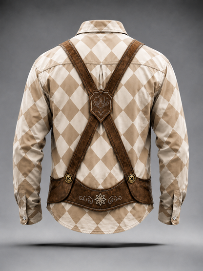 Moisture-Wicking Oktoberfest Style Chest Pocket Long-Sleeve Casual Shirt
