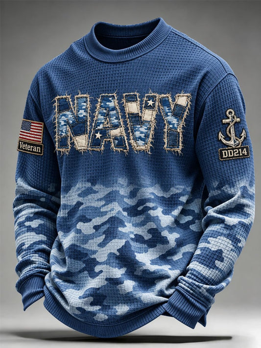 Men's U.S. Veterans Printed Waffle-Knit Top