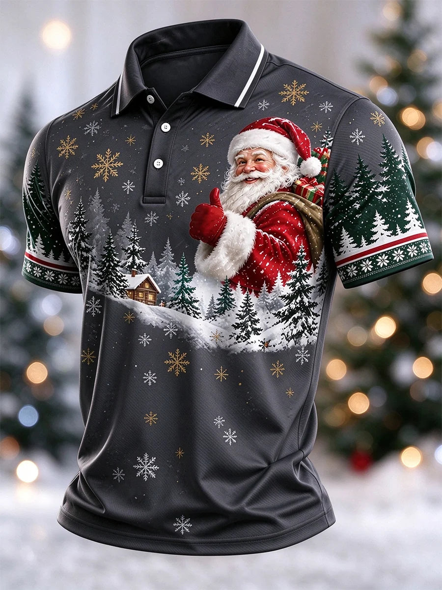 Men's Casual Christmas Short-Sleeve Polo Shirt