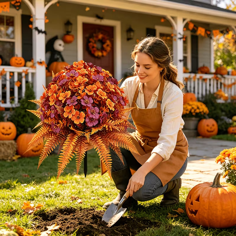 Reusable Artificial Fall Flower Ground Stakes – UV-Resistant Outdoor Garden & Porch Decor