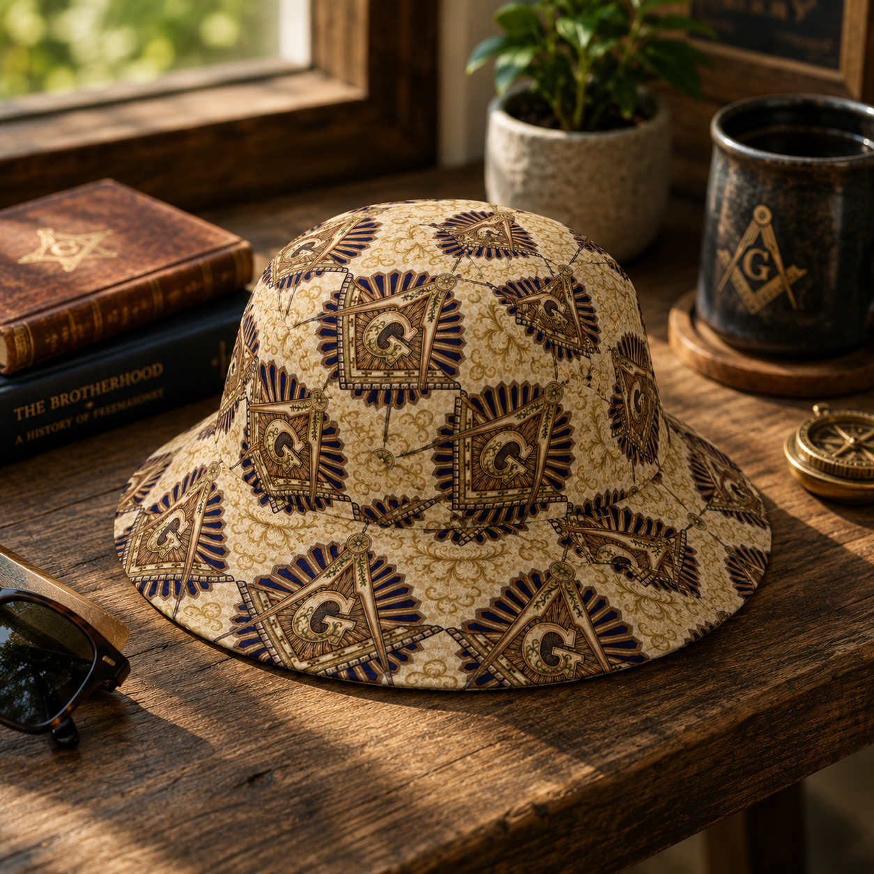 Masonic Bucket Hat – Classic All-Over Print Sun Hat