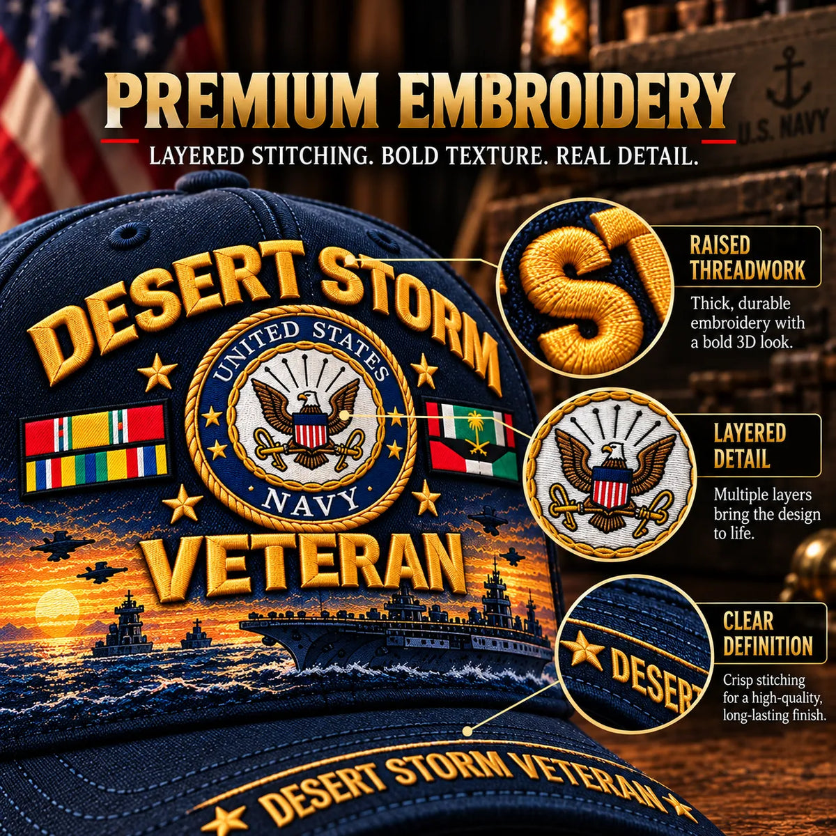 🏆Last Day Promo: 45% OFF! 🏜️Desert Storm Veteran Tribute Cap （1991–2026 -35TH ANNIVERSARY）