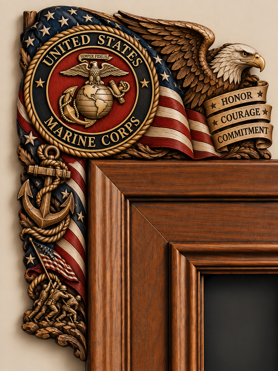 U.S. Military Wooden Door Corner Decor – Patriotic Gift for Veterans