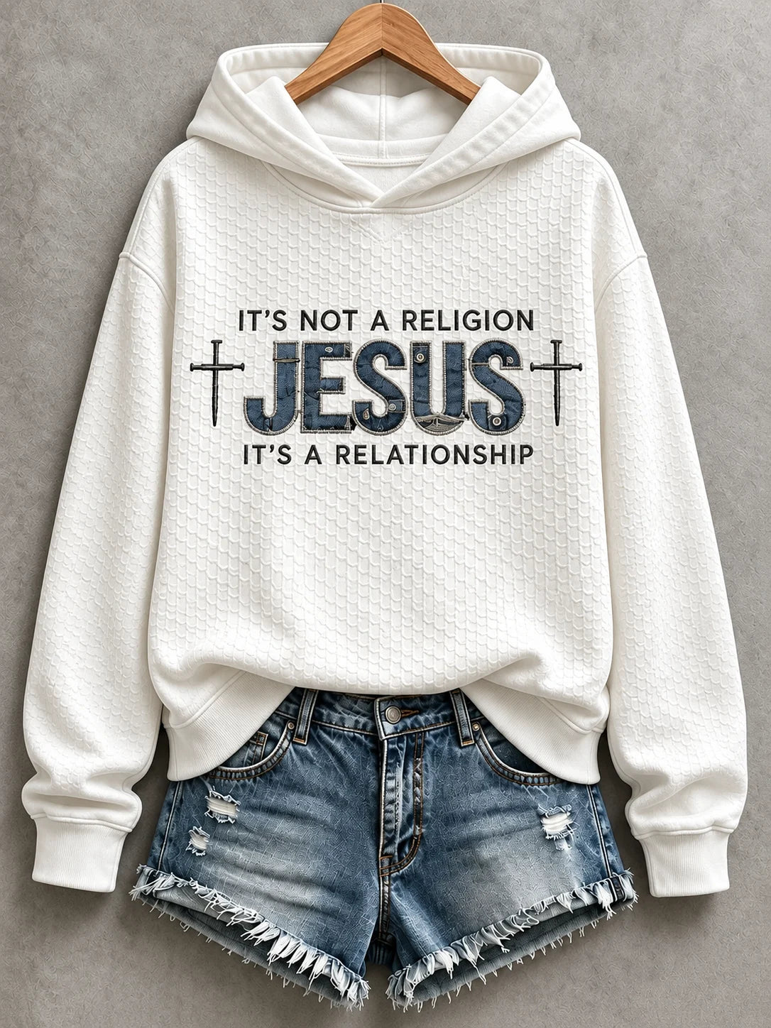 Women's Casual "Faith" Cross-Print Sweatshirt