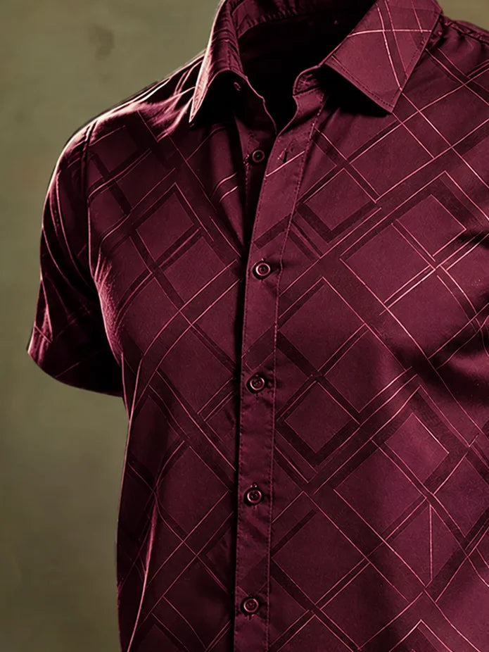 Moisture-Wicking Abstract Geometric Line Art Casual Shirt