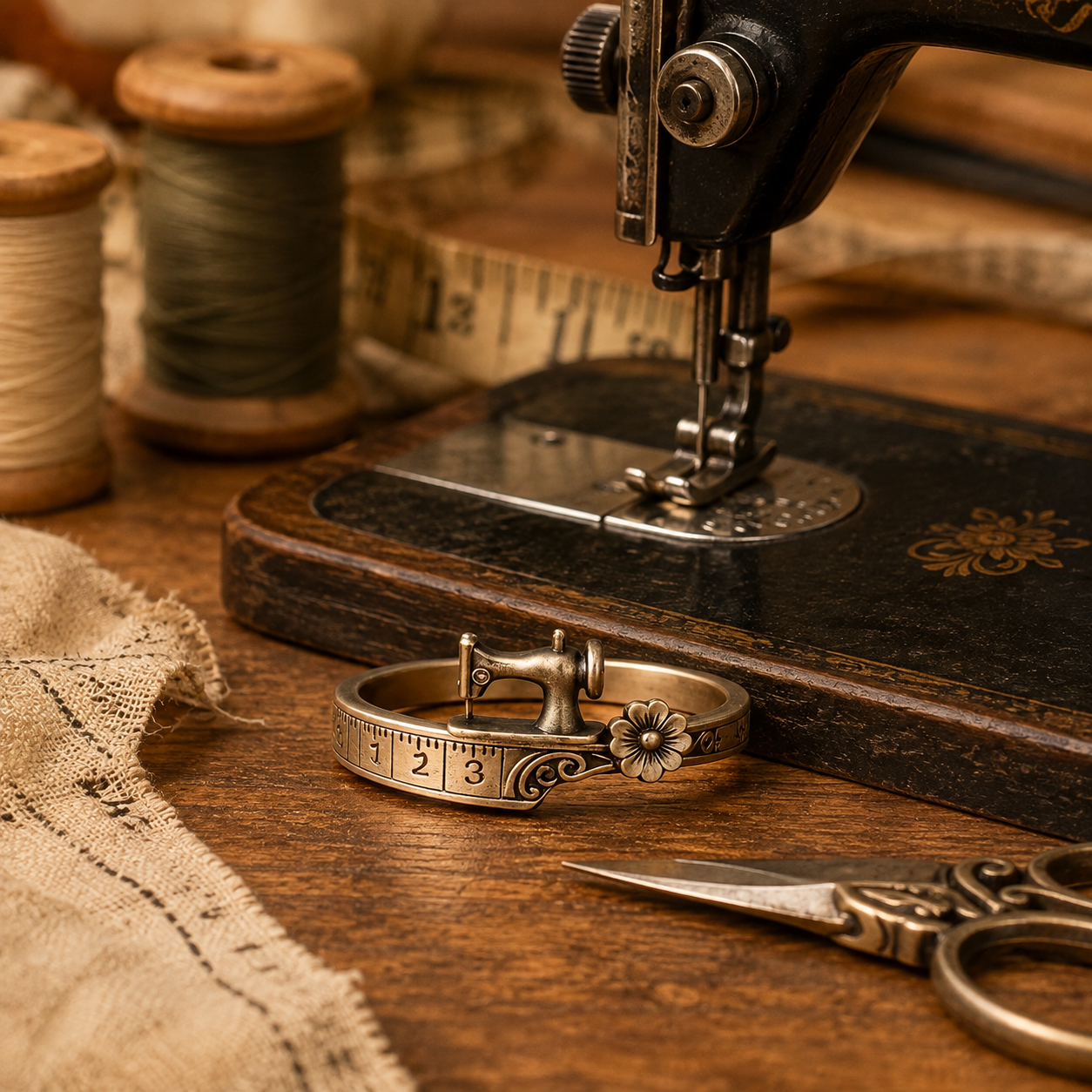 Vintage Sewing Machine Ring – A Charming Gift for Sewing Lovers