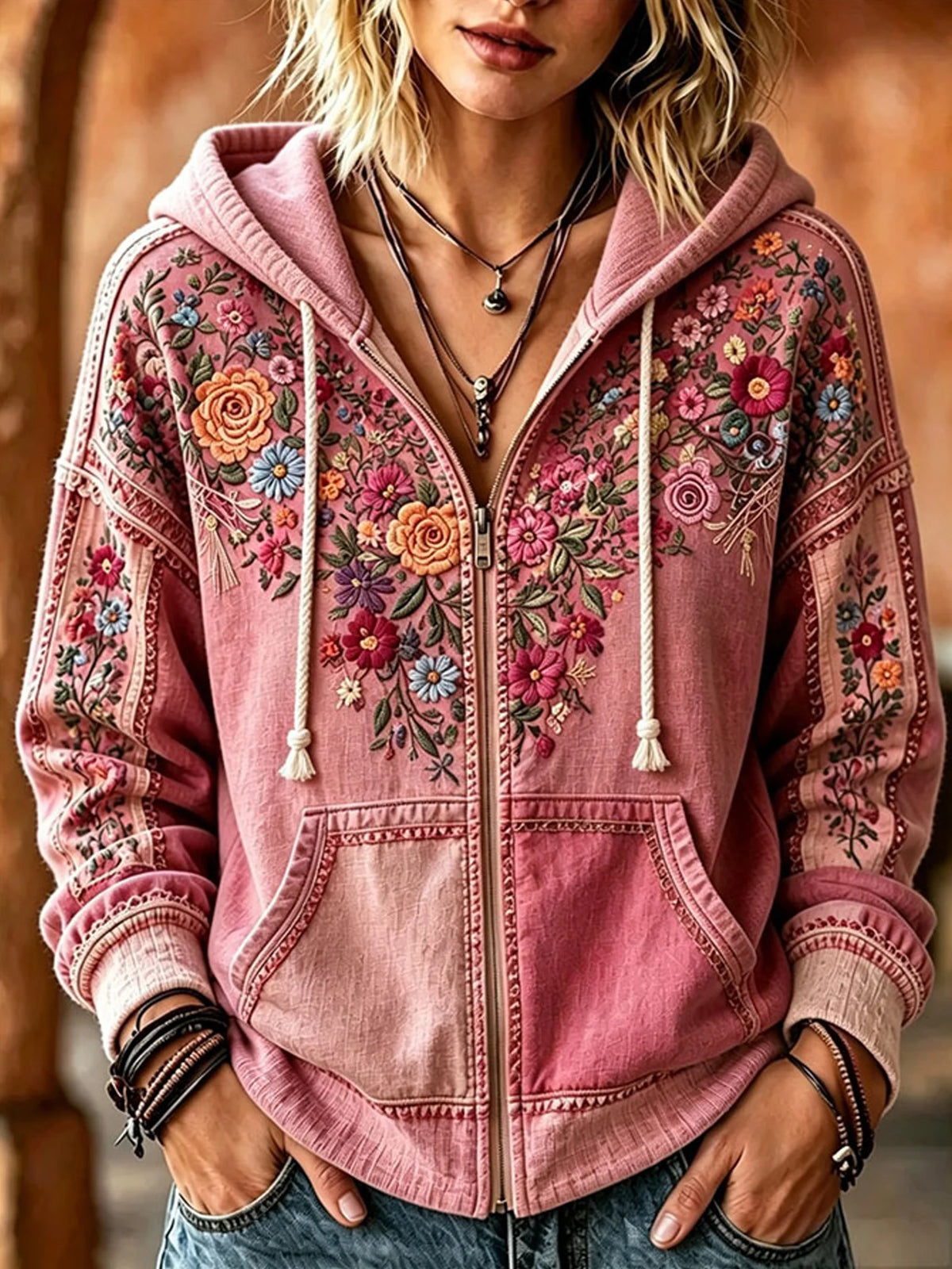 Women's Floral Print Casual Hoodie