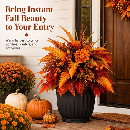 Autumn Thanksgiving Floral Wreath – Artificial Fall Harvest Wreath for Front Door, Porch & Thanksgiving Decor