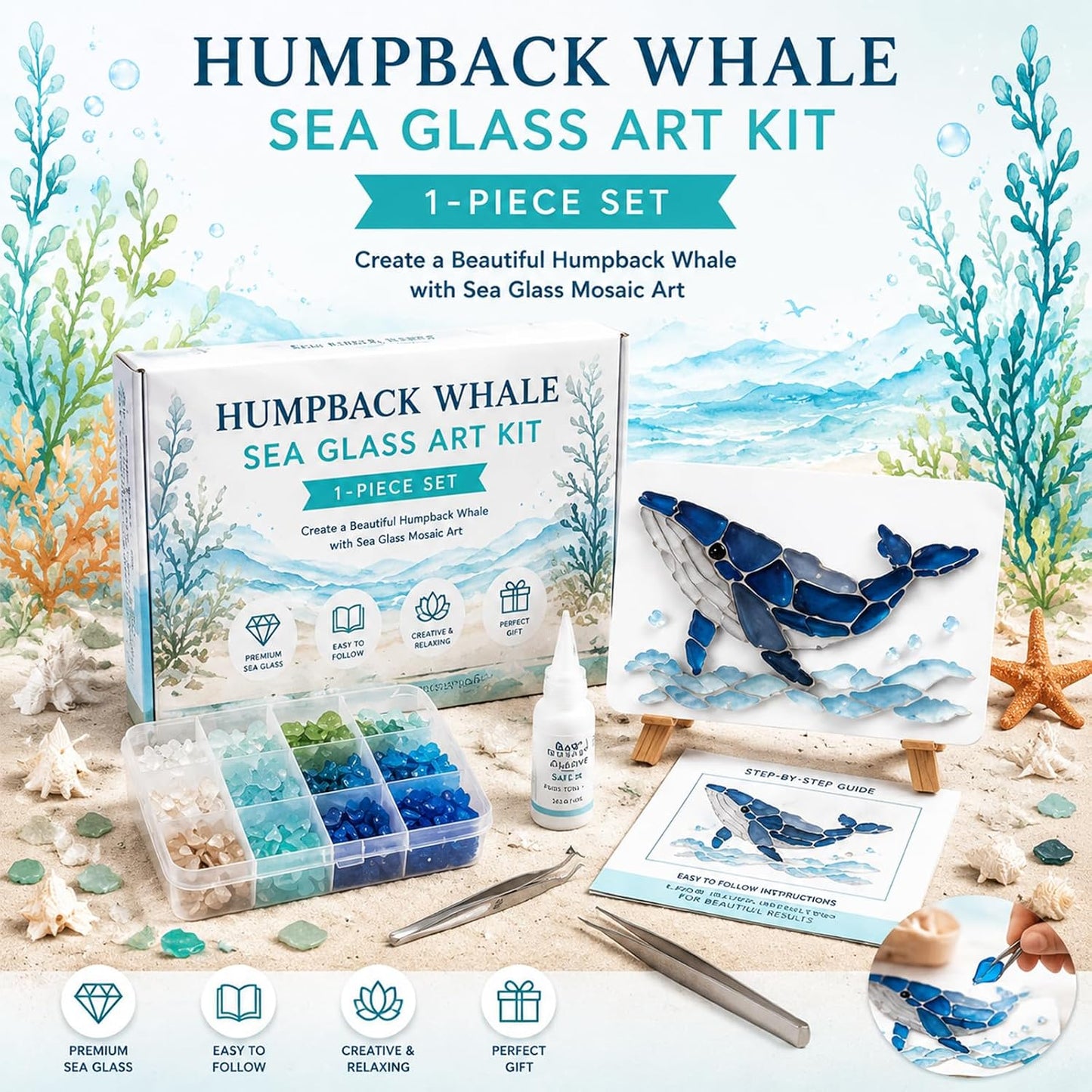 Sea Glass Mosaic Craft Kit – DIY Coastal-Style Art & Craft for Adults and Seniors