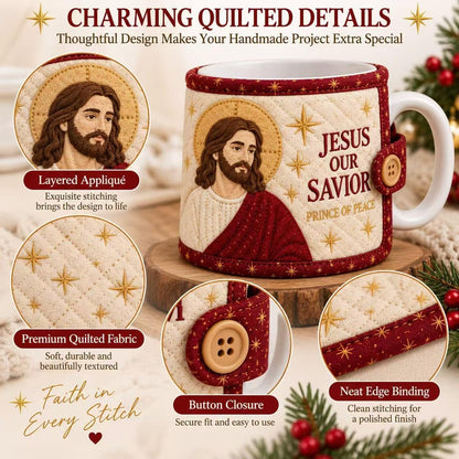 Christian Quilted Mug Cozy DIY Kit – Faith-Inspired Christmas Sewing Gift