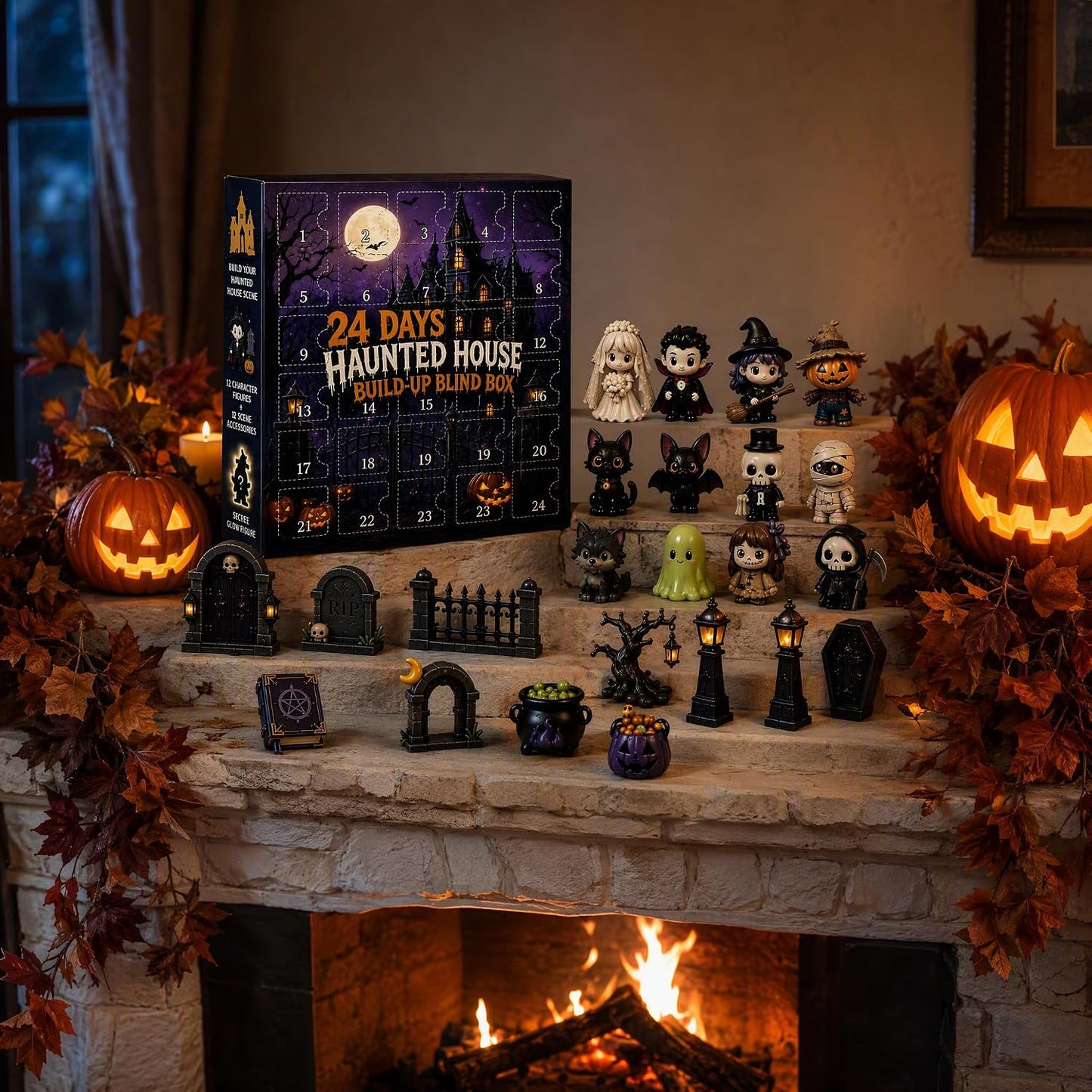 Haunted House Halloween Advent Calendar 2026 – 24-Day Spooky Countdown with Mini Figures 👻
