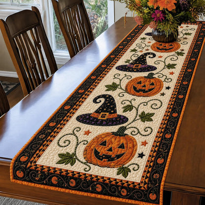 Reusable Autumn Pumpkin Quilted Table Runner – Farmhouse-Style Fall and Thanksgiving Table Decor