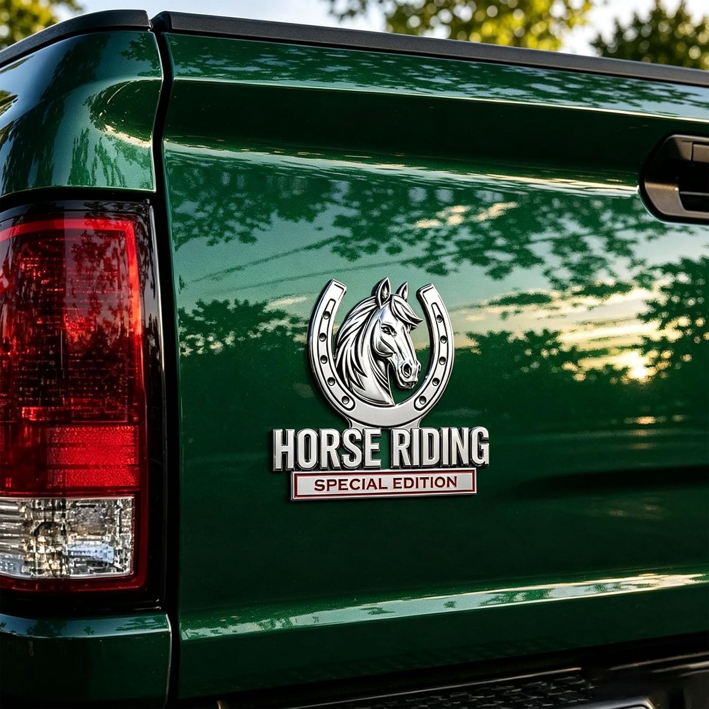 Horse Riding Special Edition Chrome Metal Car Emblem - Premium 3D Horse Head Badge for Trucks, SUVs & Horse Lovers