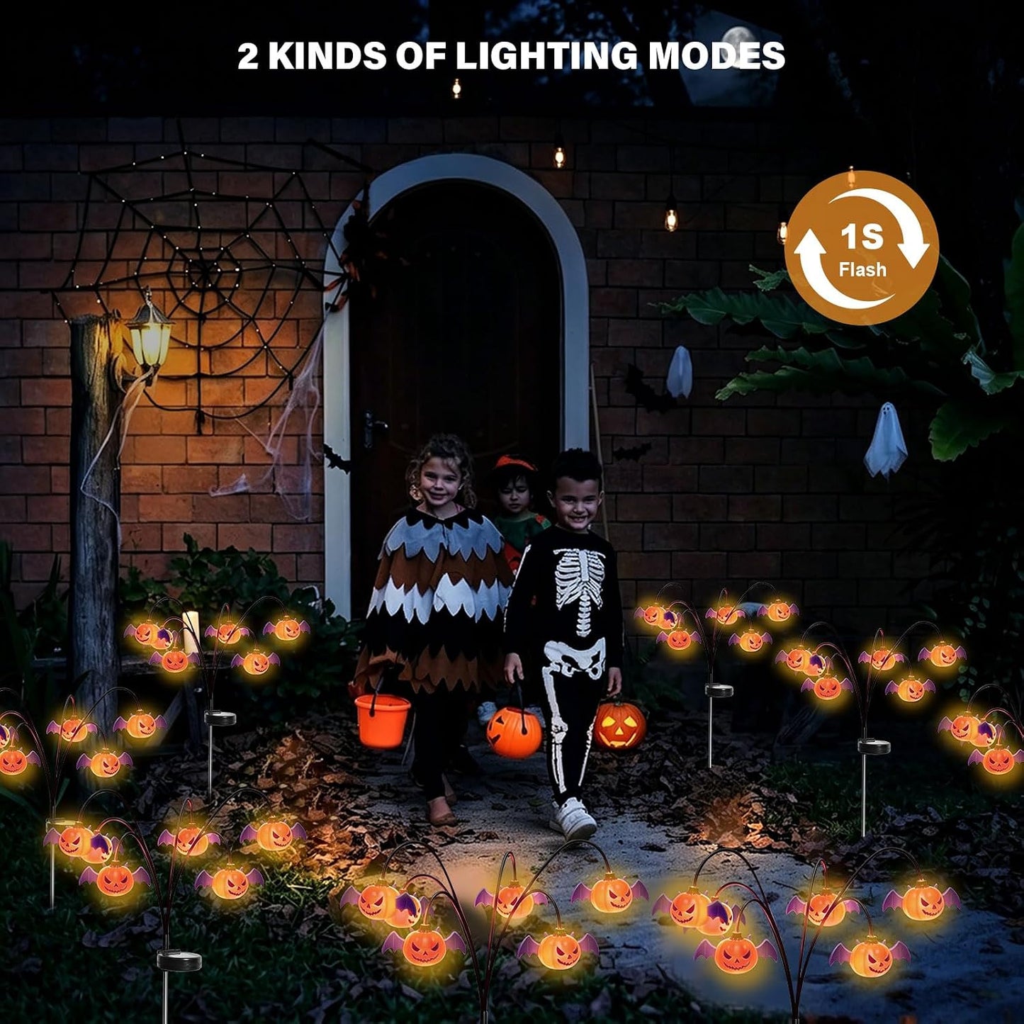 Halloween Solar-Powered Waving Pumpkin Stake Light – Solar Outdoor Garden Decorative Light