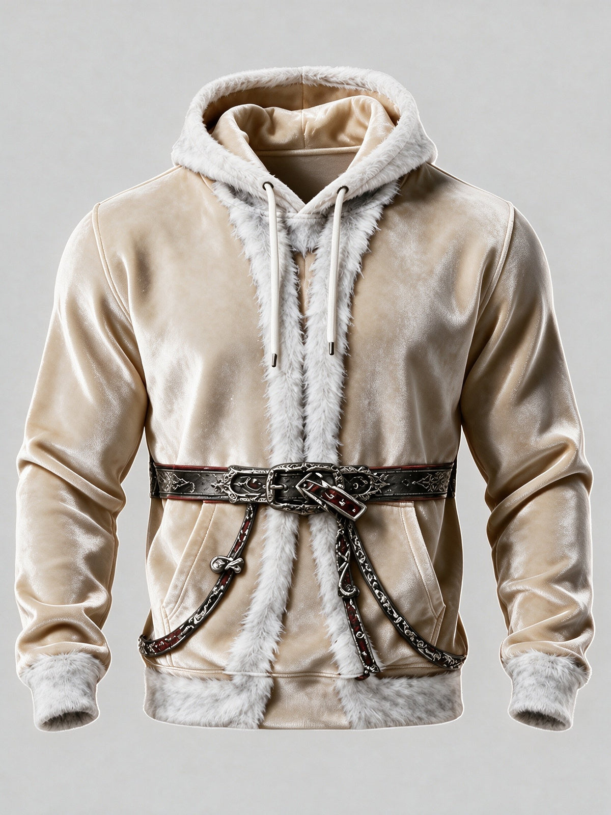 Christmas Vintage Santa Claus Suit Look Kangaroo-Pocket Hoodie Sweatshirt