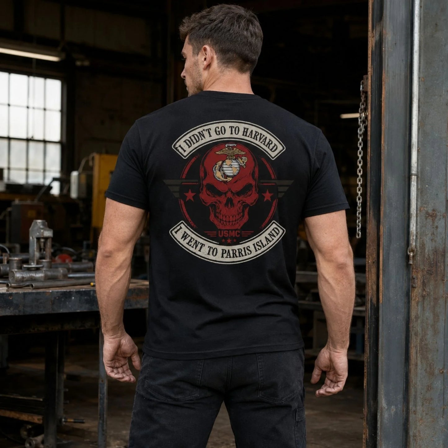 I Didn’t Go to Harvard, I Went to Parris Island Veteran T-Shirt