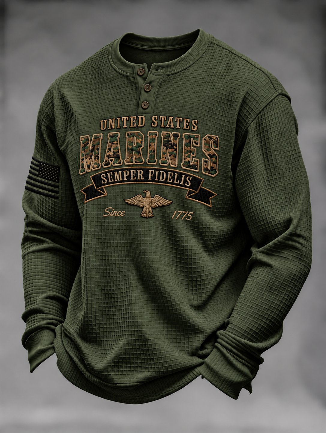 Men's U.S. Veterans Day Print Waffle-Knit T-Shirt