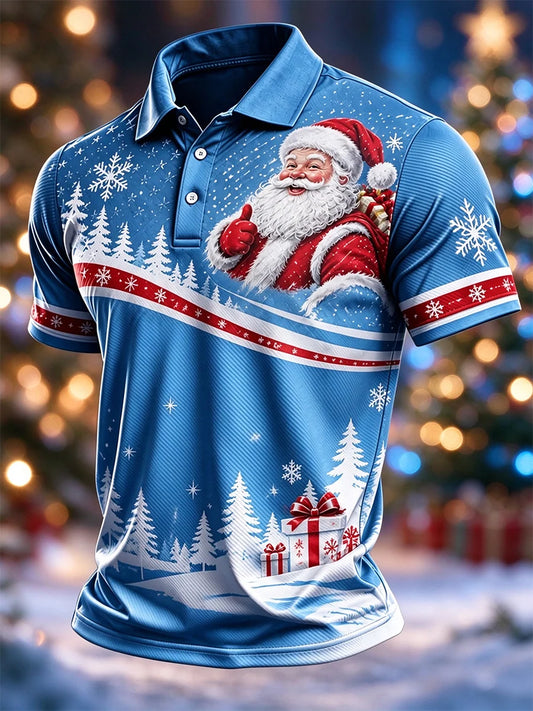 Men's Casual Christmas Short-Sleeve Polo Shirt