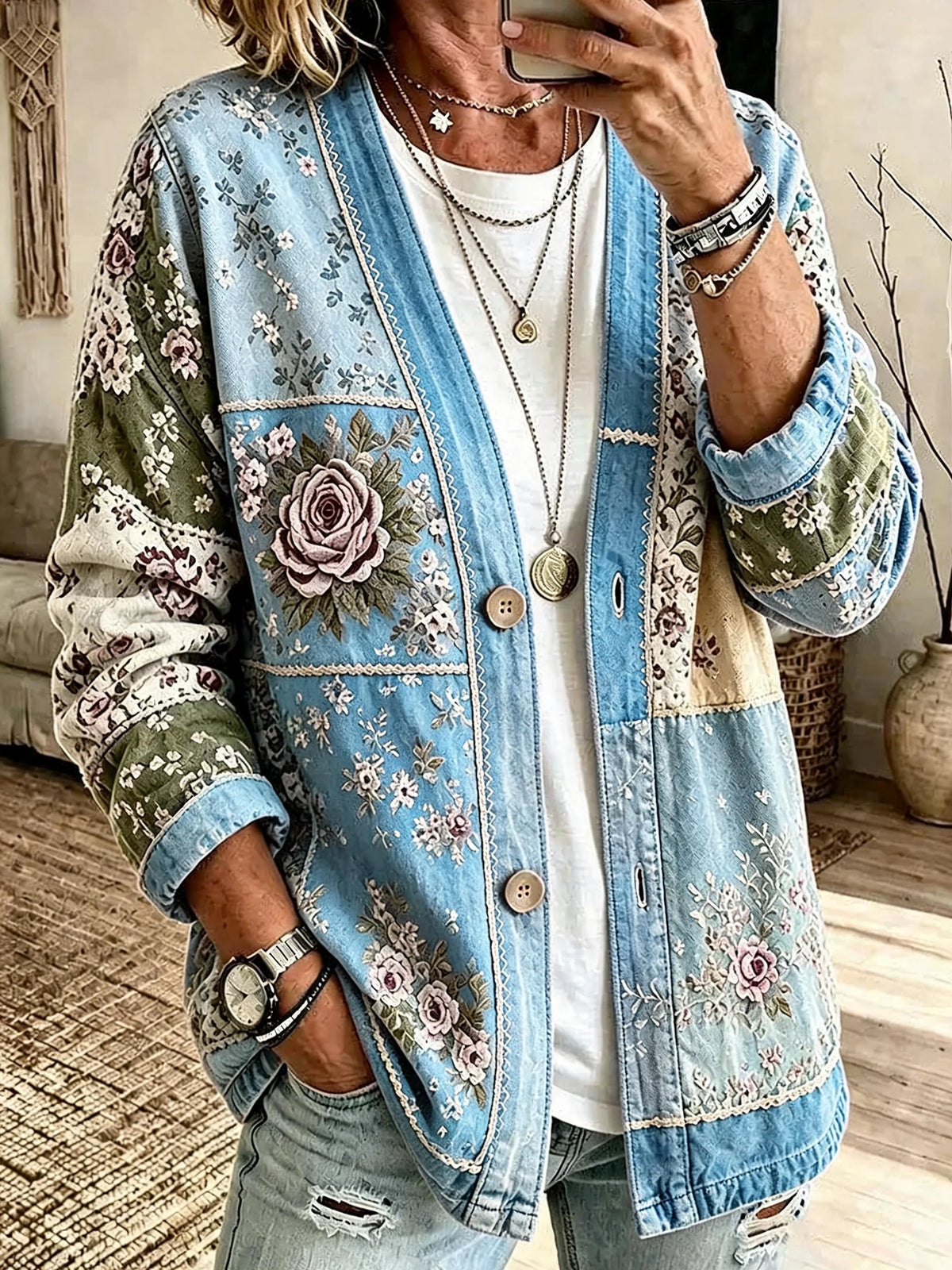 Women'S Casual Printed Cardigan