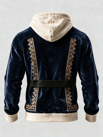 Christmas Vintage Santa Claus Suit Look Kangaroo-Pocket Hoodie Sweatshirt