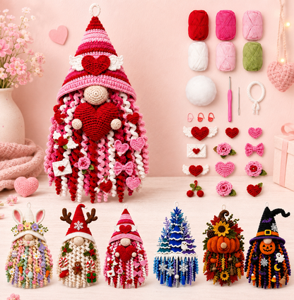 3D DIY Crochet Christmas Door Hanger Kit - Handmade Winter Tree Holiday Decor