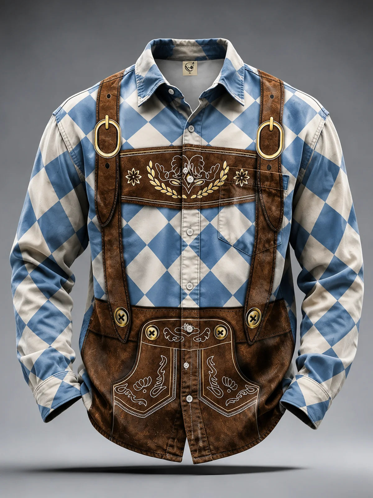 Moisture-Wicking Oktoberfest Style Chest Pocket Long-Sleeve Casual Shirt