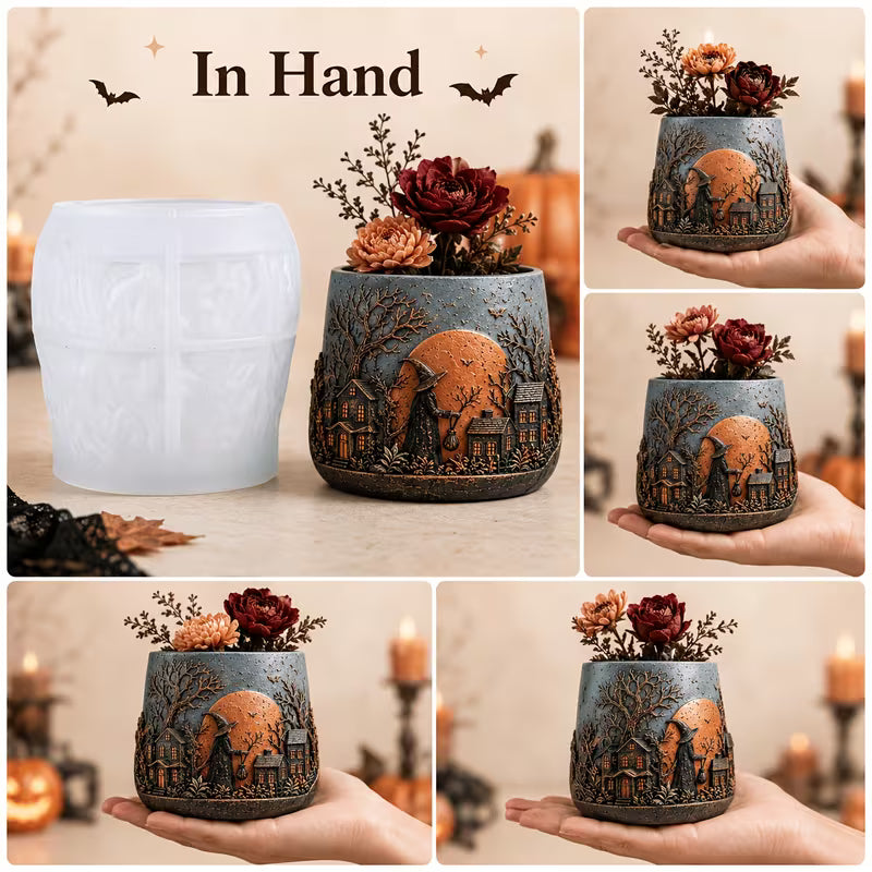 Gothic Skull Flower Pot Silicone Mold – DIY Resin, Plaster, Candle & Soap Casting Mold