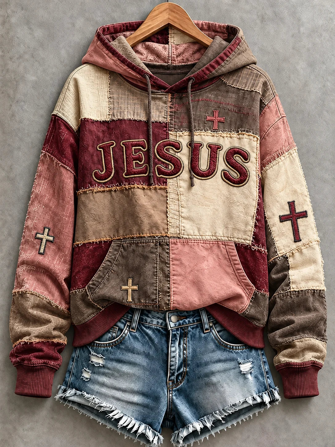 Women's Casual "Faith" Cross-Print Sweatshirt