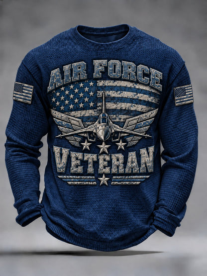 Men's Air Force Print Waffle Long Sleeve T-Shirt