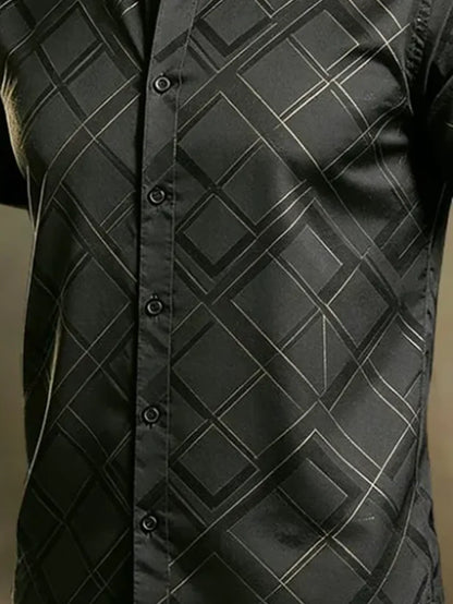 Moisture-Wicking Abstract Geometric Line Art Casual Shirt