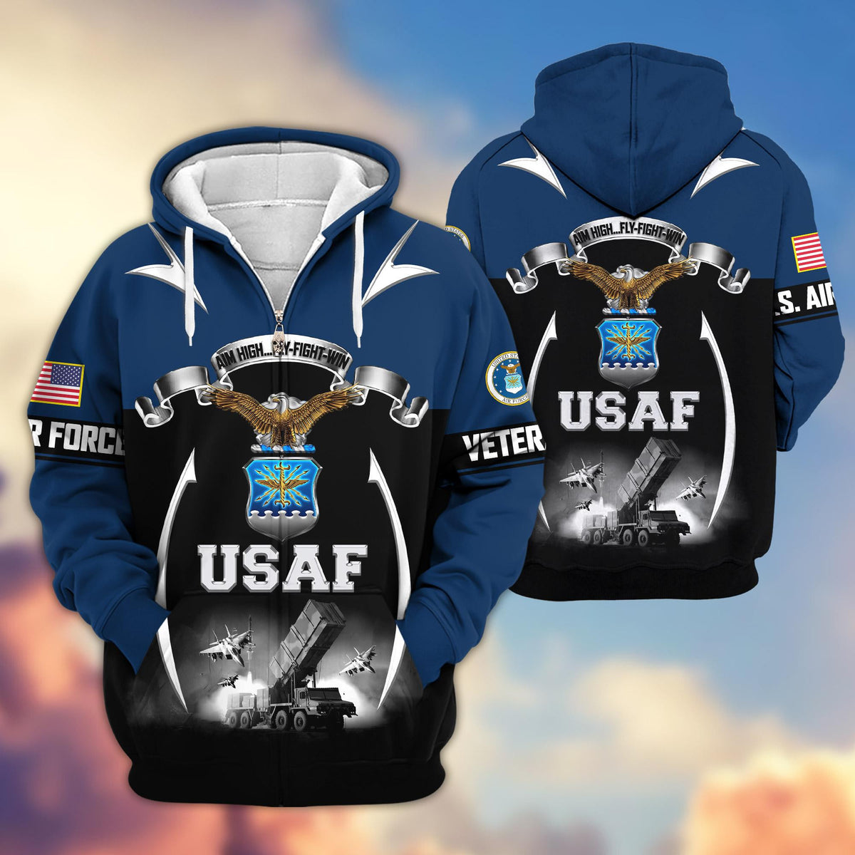 Premium US Veterans Zip Up Hoodie ATTN150821, Gifts For US Veterans, Gifts On Father's Day, Veterans Day.