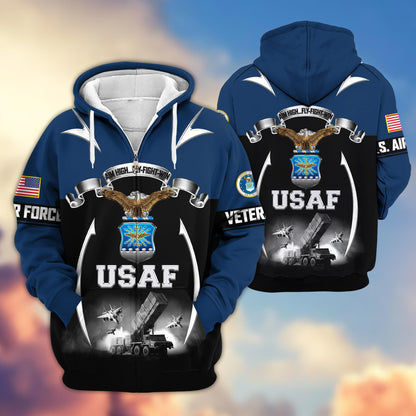 Premium US Veterans Zip Up Hoodie ATTN150821, Gifts For US Veterans, Gifts On Father's Day, Veterans Day.