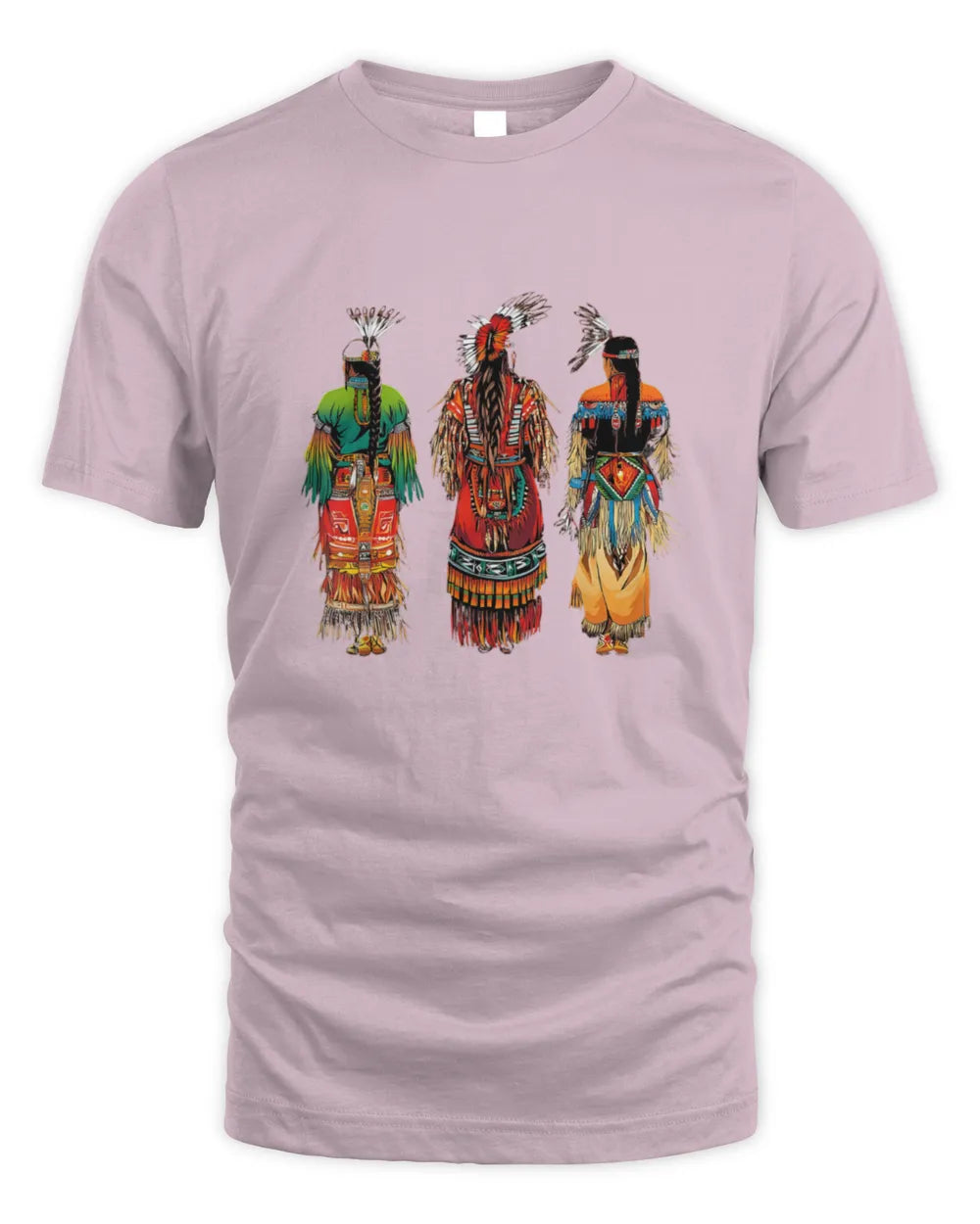 Native American Dancers Shirt | Indigenous Powwow Regalia T-Shirt | Tribal Pride Cultural Graphic Tee | First Nations Heritage Gift - Unisex Standard T-Shirt - light pink - front
