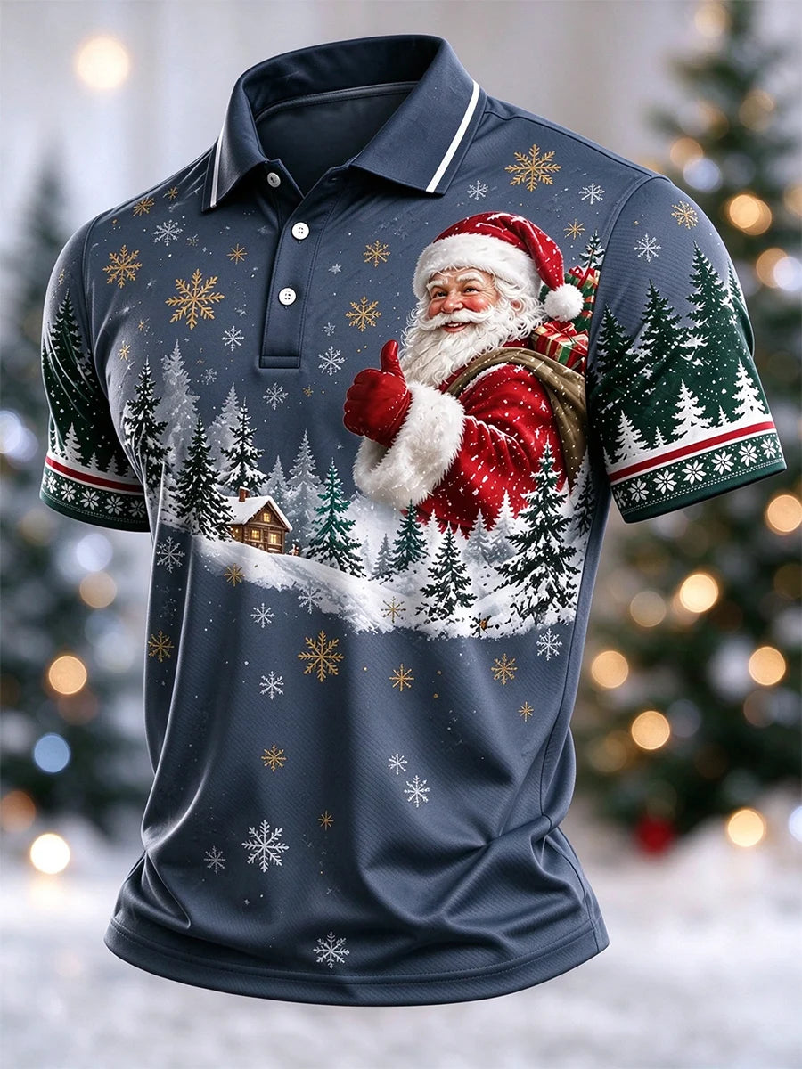Men's Casual Christmas Short-Sleeve Polo Shirt