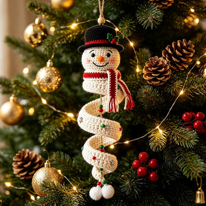 DIY Crochet Spiral Christmas Ornament Kit – 4 Beginner-Friendly Santa, Tree, Elf & Snowman Decorations