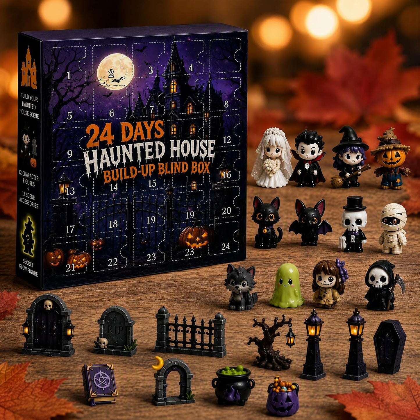Haunted House Halloween Advent Calendar 2026 – 24-Day Spooky Countdown with Mini Figures 👻