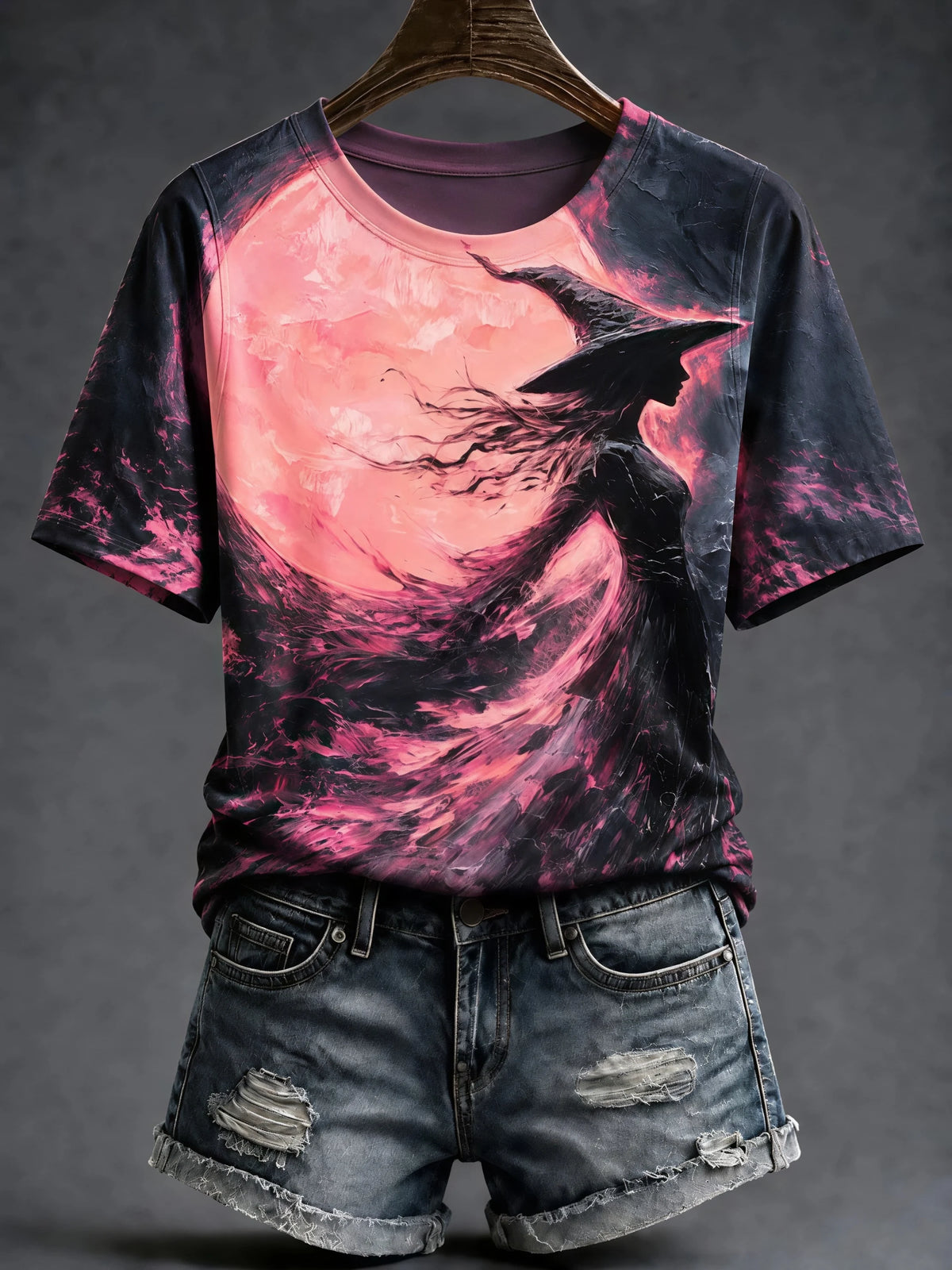 Women's Pink Witch Print T‑Shirt