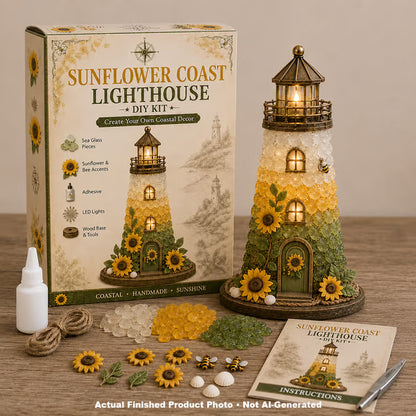 💥 LAST DAY 49% OFF - 💙 DIY Sea Glass Lighthouse Kit – Light-Up Coastal Craft & Handmade Home Decor