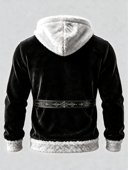 Christmas Vintage Santa Claus Suit Look Kangaroo-Pocket Hoodie Sweatshirt