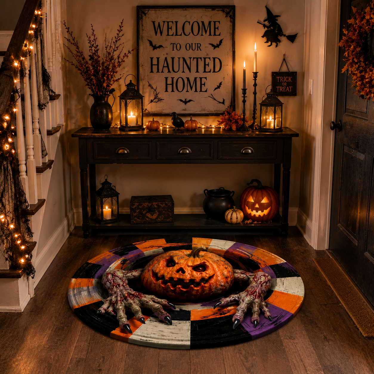 Halloween 3D Illusion Rug – Spooky Doormat for a Thrilling Home Decor Atmosphere