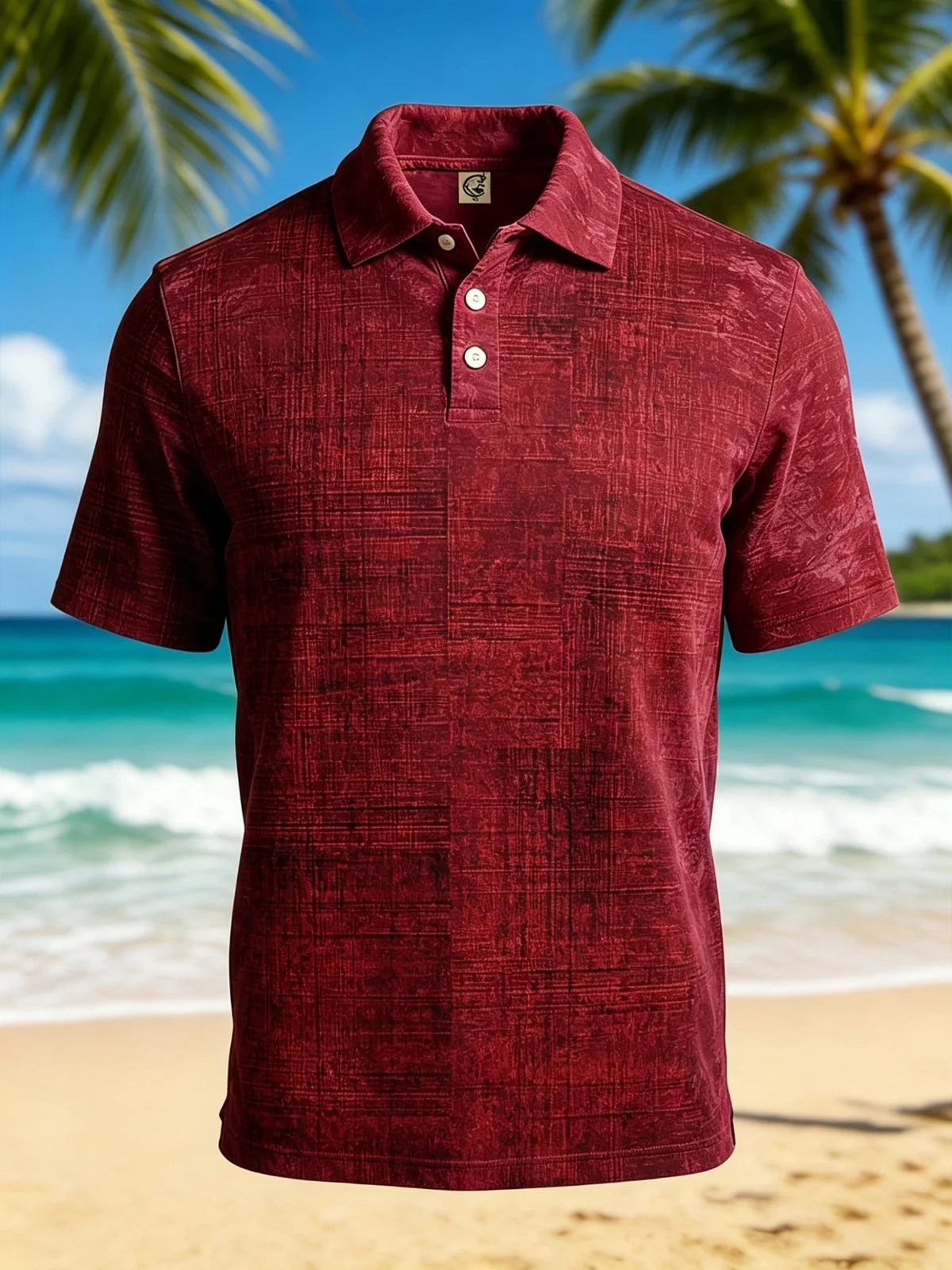 Moisture-Wicking 3D Gradient Abstract Geometric Short-Sleeve Hawaiian Golf Polo