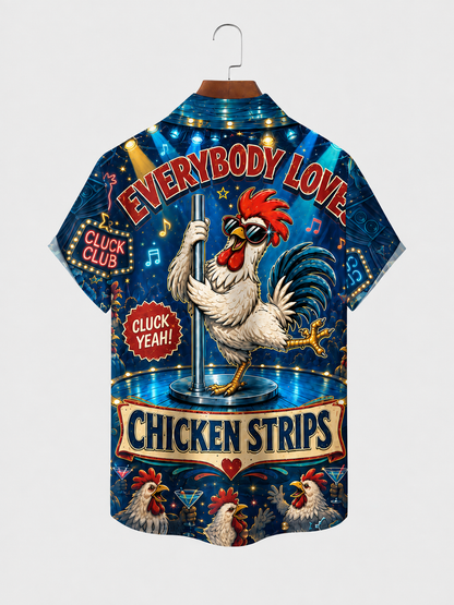 Moisture-Wicking "Beer Can Chicken" Chest-Pocket Hawaiian Shirt
