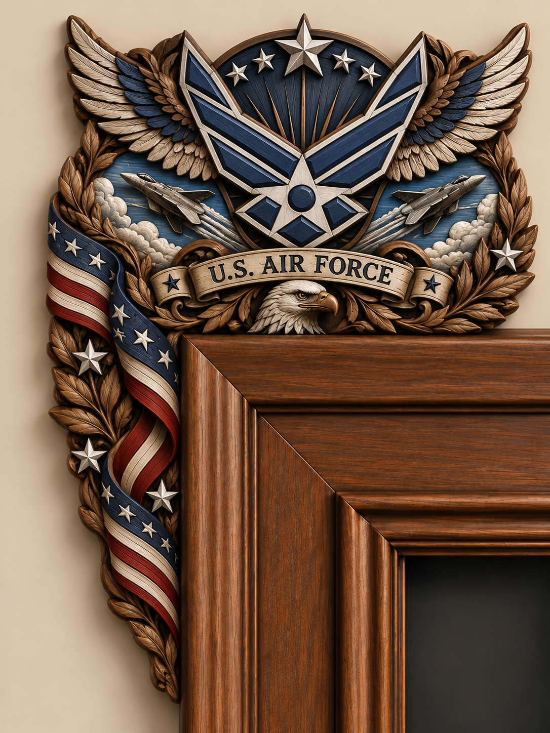 U.S. Military Wooden Door Corner Decor – Patriotic Gift for Veterans