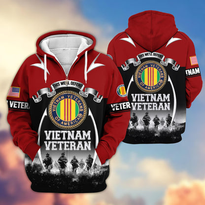 Premium US Veterans Zip Up Hoodie ATTN150821, Gifts For US Veterans, Gifts On Father's Day, Veterans Day.