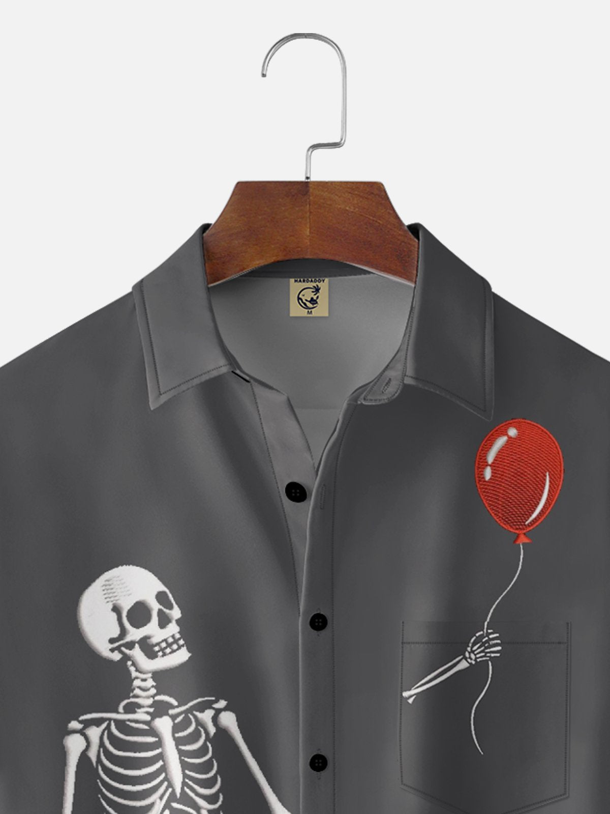 Moisture-wicking Halloween Skeleton Chest Pocket Casual Shirt