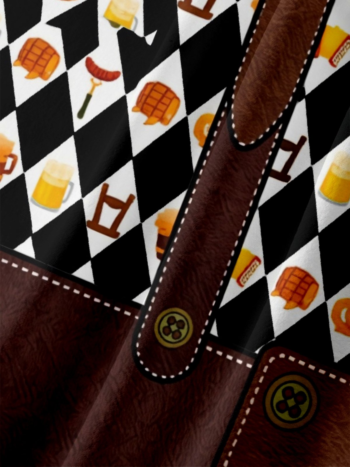 Moisture-Wicking Gradient Oktoberfest Bartender Beer & Pretzel Print  Chest Pocket Hawaiian Shirt