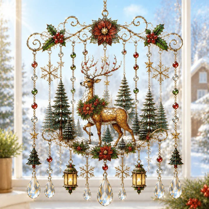 Christmas Nativity Star Crystal Wind Chime – Stained Glass-Inspired Holiday Hanging Decor
