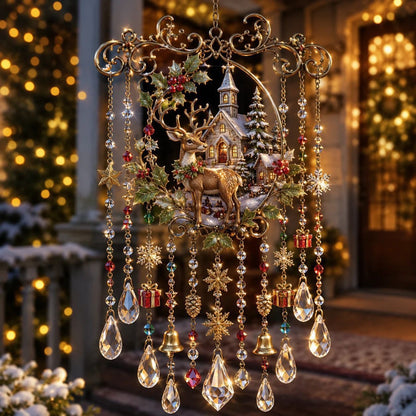 Christmas Nativity Star Crystal Wind Chime – Stained Glass-Inspired Holiday Hanging Decor